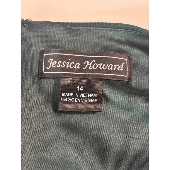 Women's Size 14 Hunter Green Sleeveless Lace Waist Midi Dress Wedding Guest - Picture 4 of 12